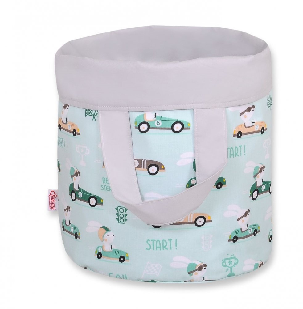 Bobono Cos rotund pentru depozitare jucarii size S Mint Rabbits Gray