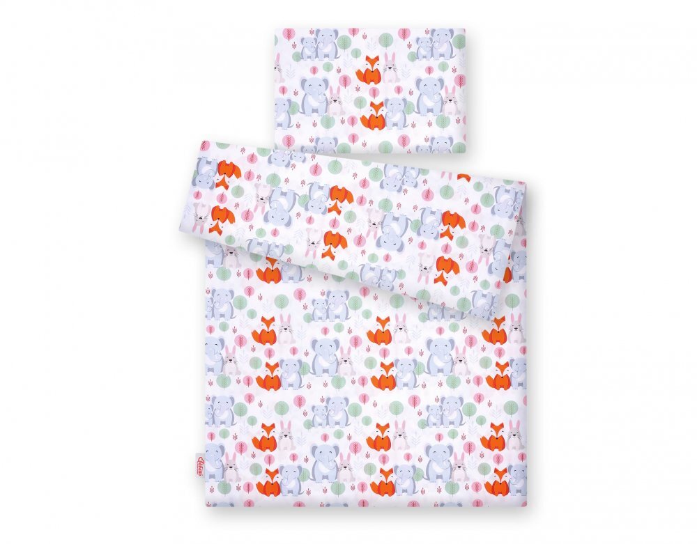 Bobono Lenjerie patut 3 piese cu protectie laterala Funny Elephants