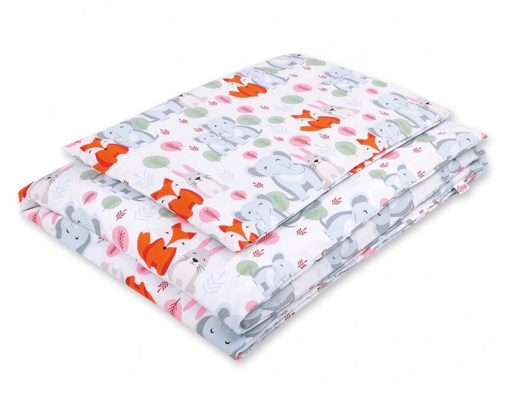 Bobono Lenjerie patut 3 piese cu protectie laterala Funny Elephants