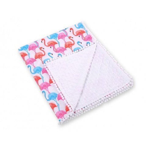 Bobono Paturica din bumbac cu doua fete 90x75 cm Minky Flamingo