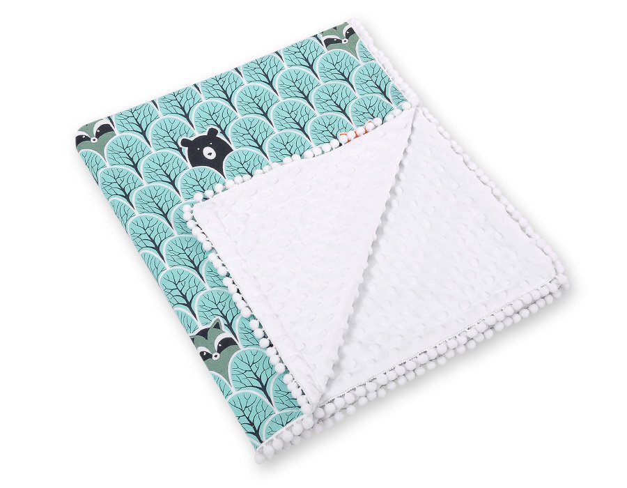 Bobono Paturica din bumbac cu doua fete 90x75 cm Minky Mint Forest