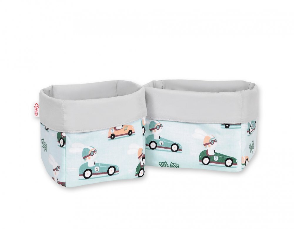 Bobono Set 2 cosuri pentru depozitare jucarii si accesorii Mint Rabbits