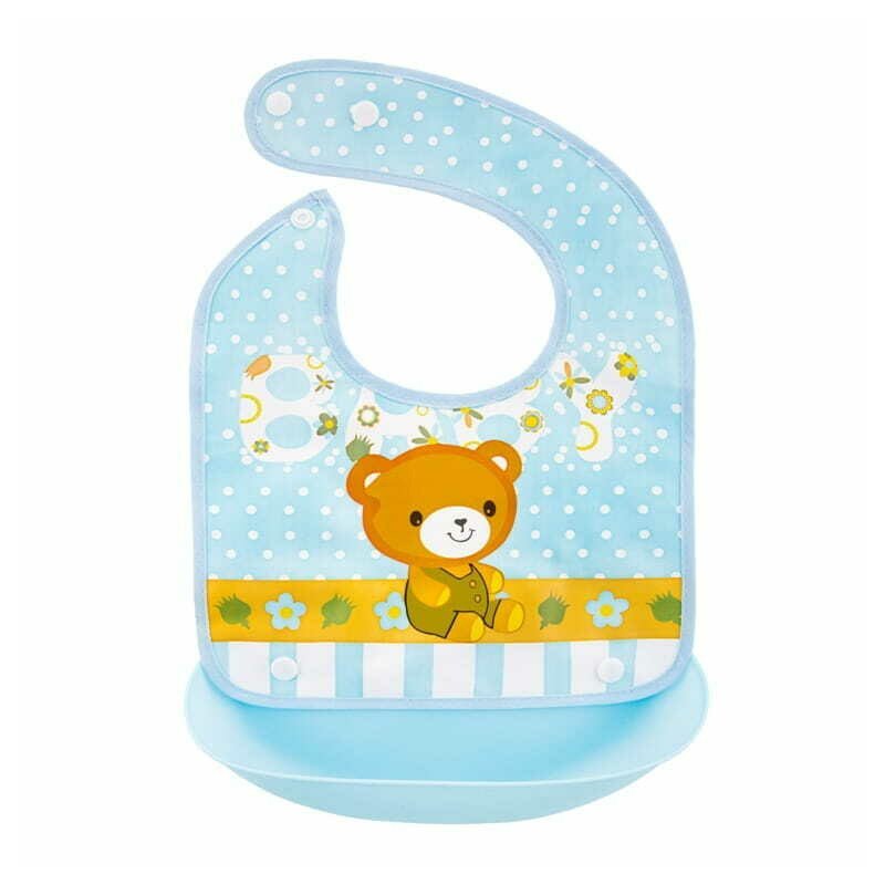 Bocioland Baveta impermeabila cu buzunar detasabil 21x21 cm Bear