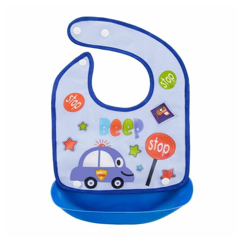 Bocioland Baveta impermeabila cu buzunar detasabil 21x21 cm Car