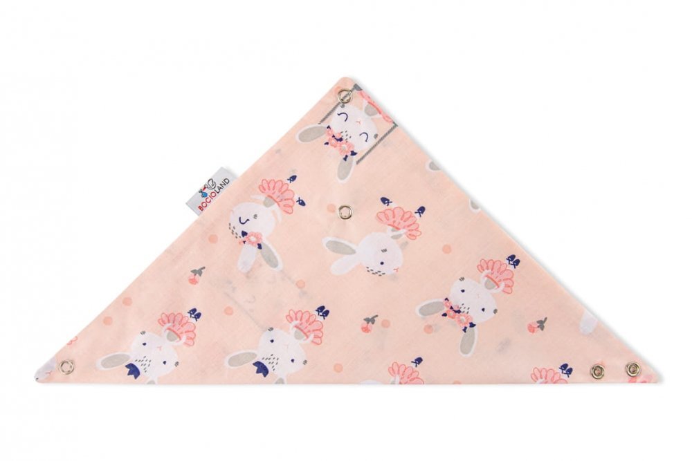 Bocioland Bavetica tip bandana Dancer Pink cu inel de dentitierealizata din bumbac 100fixare cu capse