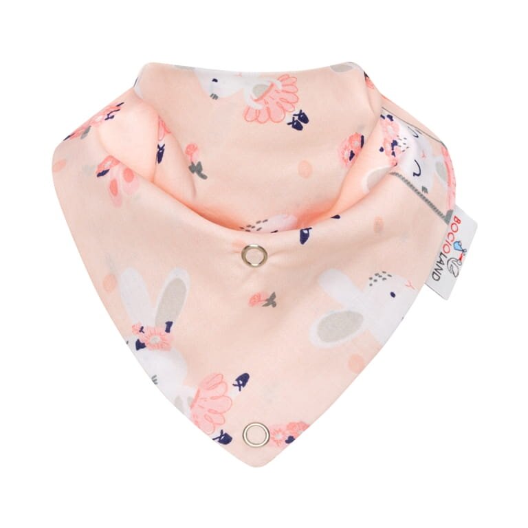 Bocioland Bavetica tip bandana Dancer Pink cu inel de dentitierealizata din bumbac 100fixare cu capse
