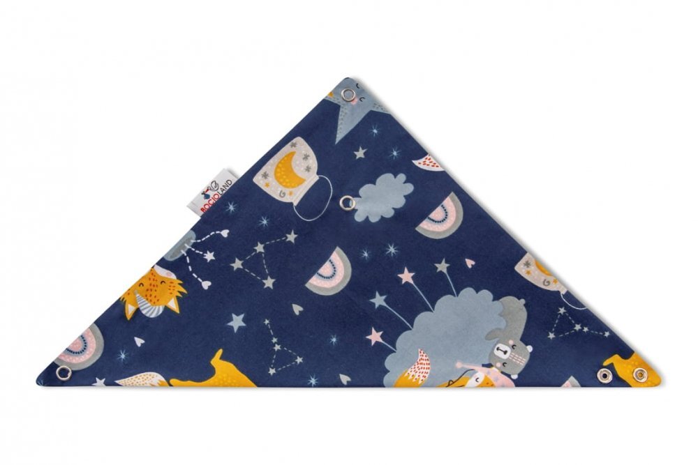 Bocioland Bavetica tip bandana Fox cu inel de dentitierealizata din bumbac 100fixare cu capse