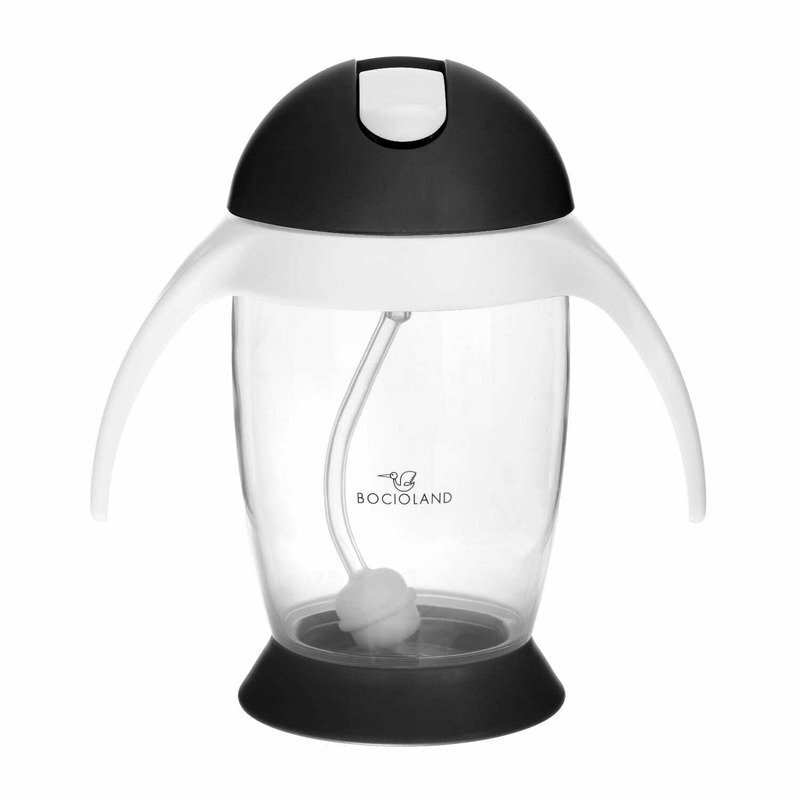 Bocioland Cana de apa cu pai si manere 300 ml 6 luni+ Black