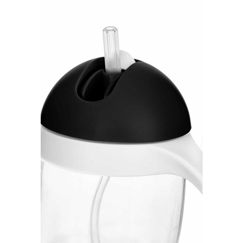 Bocioland Cana de apa cu pai si manere 300 ml 6 luni+ Black