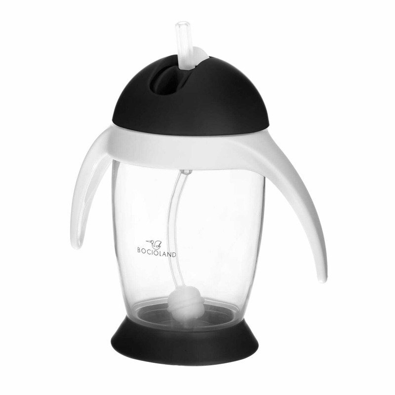 Bocioland Cana de apa cu pai si manere 300 ml 6 luni+ Black