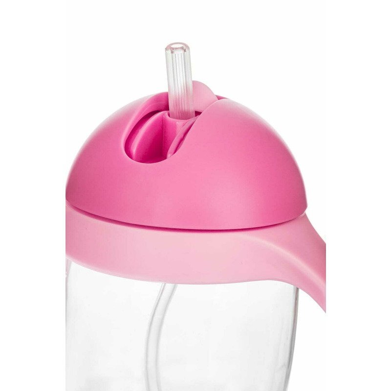 Bocioland Cana de apa cu pai si manere 300 ml 6 luni+ Pink