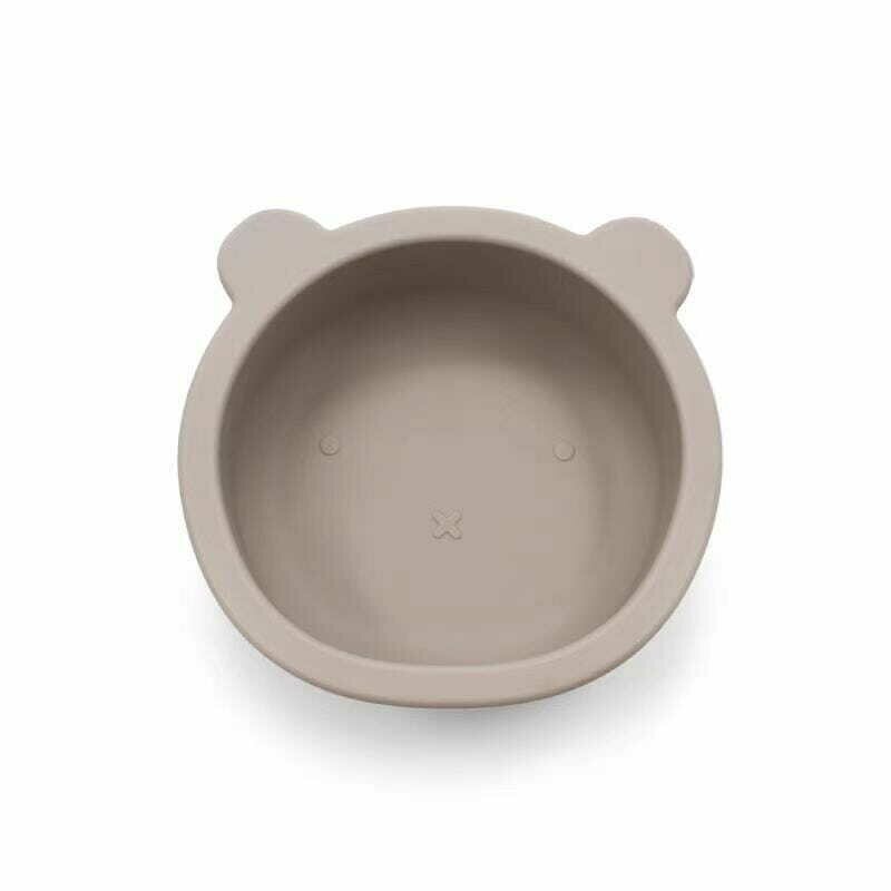 Bocioland Castron cu urechi de ursulet cu ventuze silicon fara BPA 6-36 luni Dark Beige