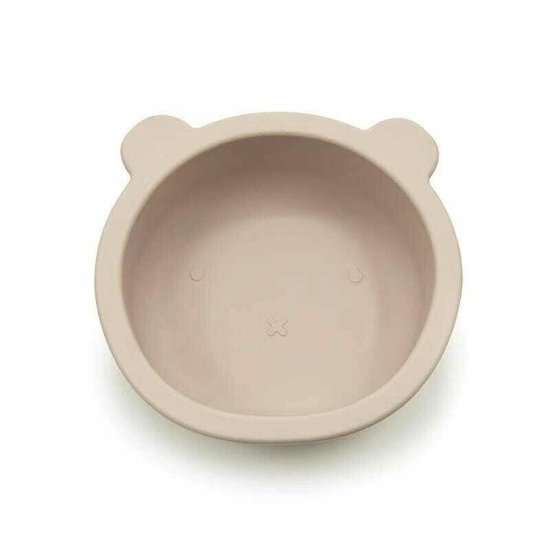 Bocioland Castron cu urechi de ursulet cu ventuze silicon fara BPA 6-36 luni Light Beige