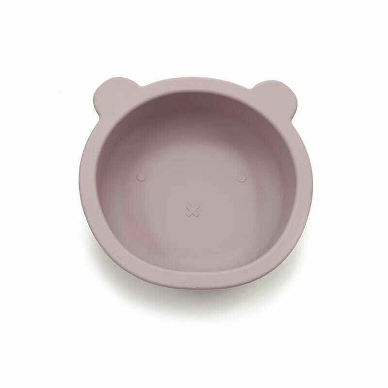 Bocioland Castron cu urechi de ursulet cu ventuze silicon fara BPA 6-36 luni Powder Pink