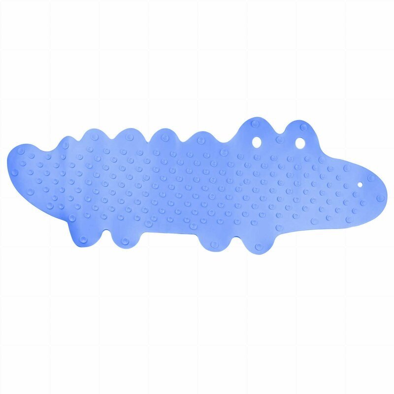 Bocioland Covoras de baie Antiderapant Cu ventuze Silicon 33 x 90 cm Crocodile Blue