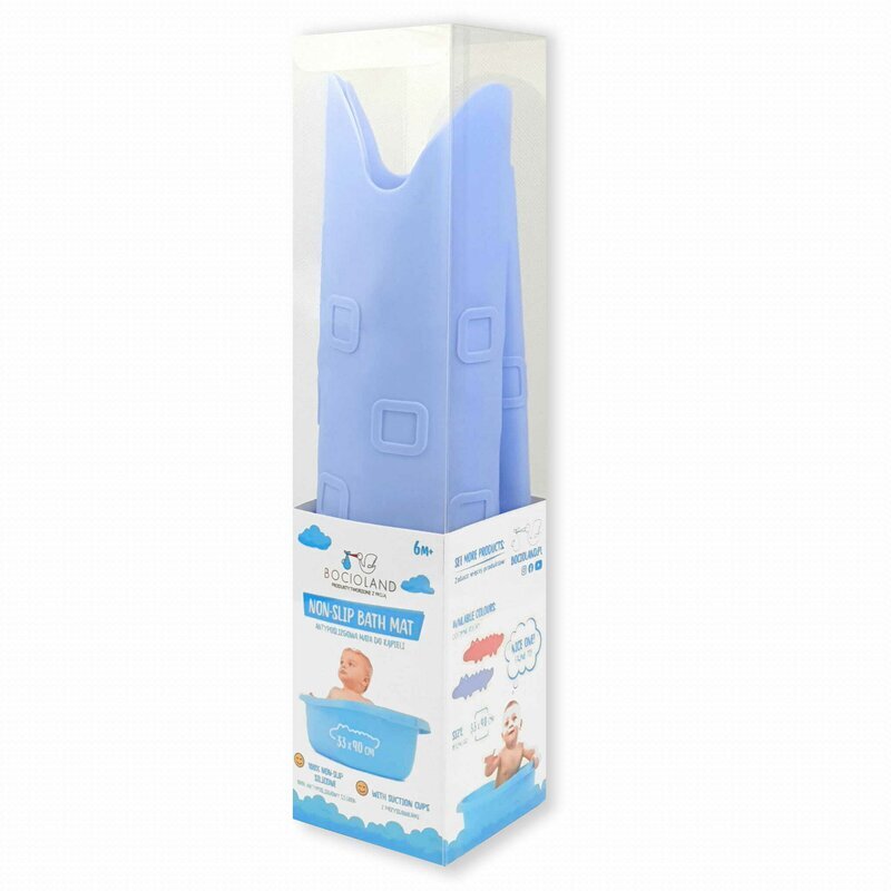 Bocioland Covoras de baie Antiderapant Cu ventuze Silicon 33 x 90 cm Crocodile Blue