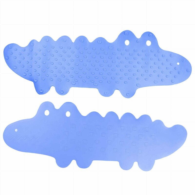 Bocioland Covoras de baie Antiderapant Cu ventuze Silicon 33 x 90 cm Crocodile Blue