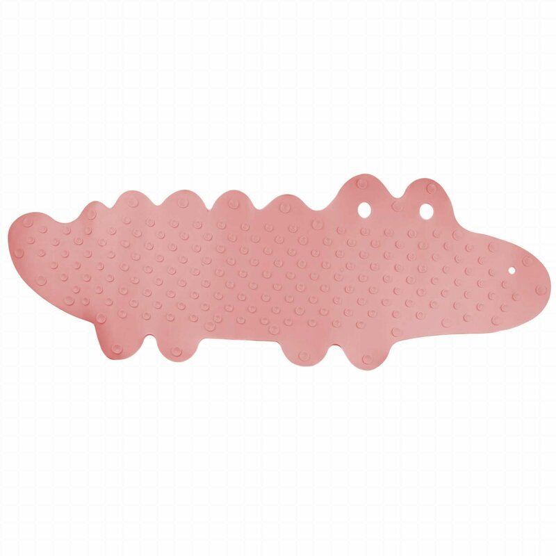 Bocioland Covoras de baie Antiderapant Cu ventuze Silicon 33 x 90 cm Crocodile Pink