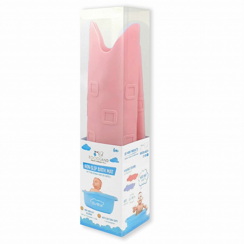 Bocioland Covoras de baie Antiderapant Cu ventuze Silicon 33 x 90 cm Crocodile Pink