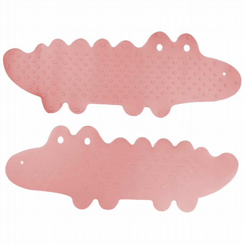 Bocioland Covoras de baie Antiderapant Cu ventuze Silicon 33 x 90 cm Crocodile Pink