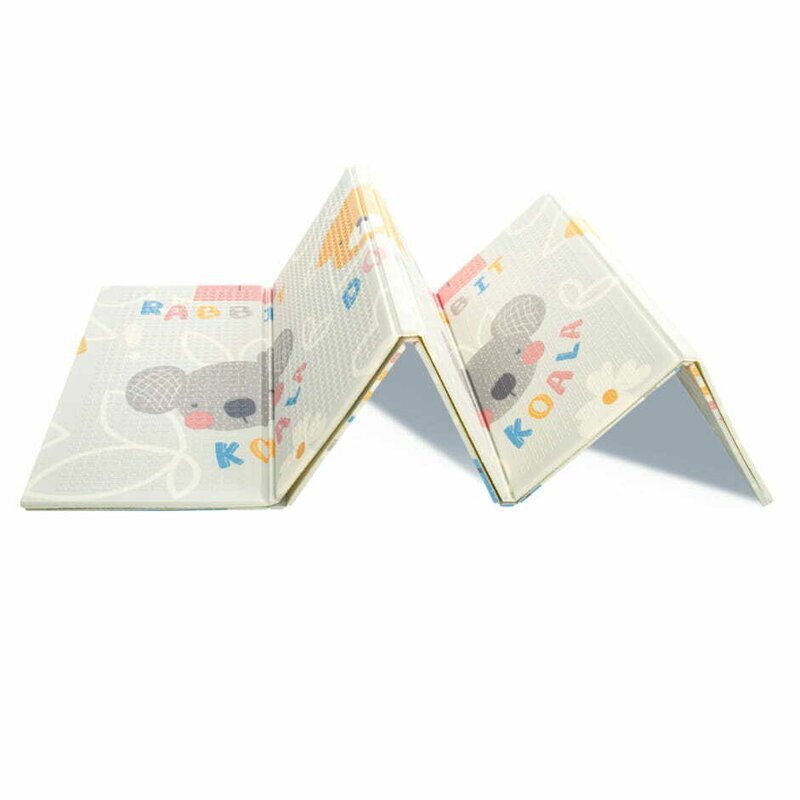 Bocioland Covoras de joaca Grey Elephant pliabil protectie impotriva loviturilor 180 x 150 cm cu Imprimeu pe ambele parti potrivit pentru interior si exterior
