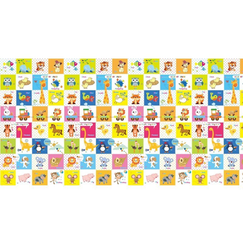 Bocioland Covoras de joaca pliabil Happy Day 200x150x1 cm cu doua fetesuprafata impermeabila antiderapanta din spuma XPEhusa depozitare cu maner