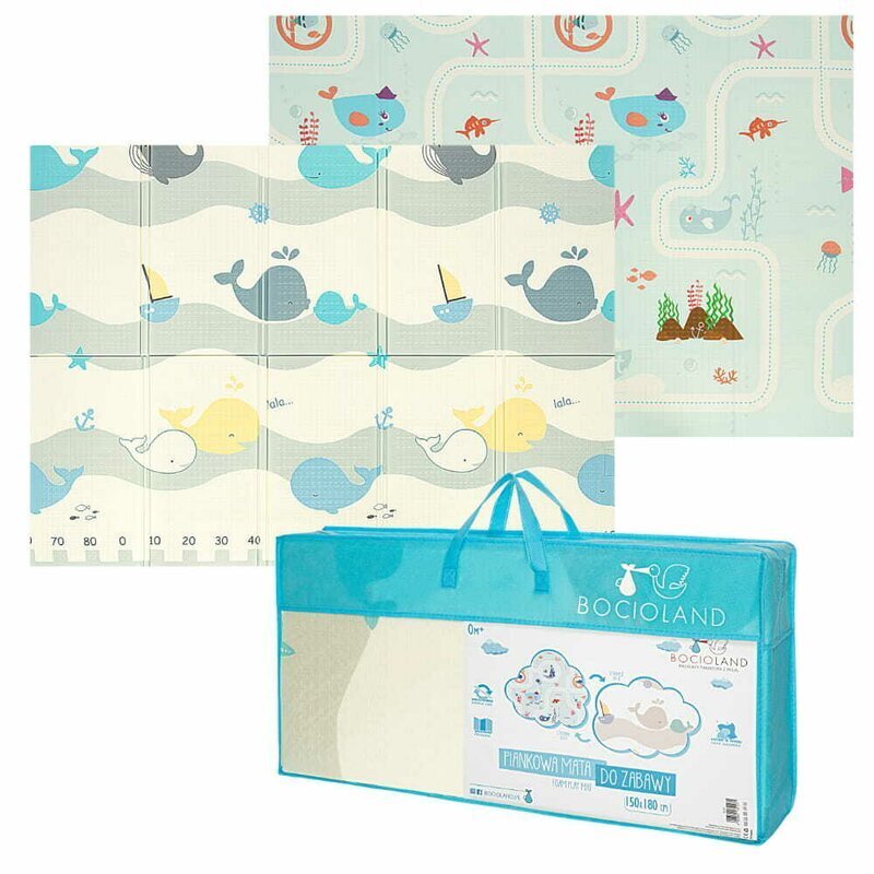 Bocioland Covoras de joaca Water City pliabil protectie impotriva loviturilor 180 x 150 cm cu Imprimeu pe ambele parti potrivit pentru interior si exterior