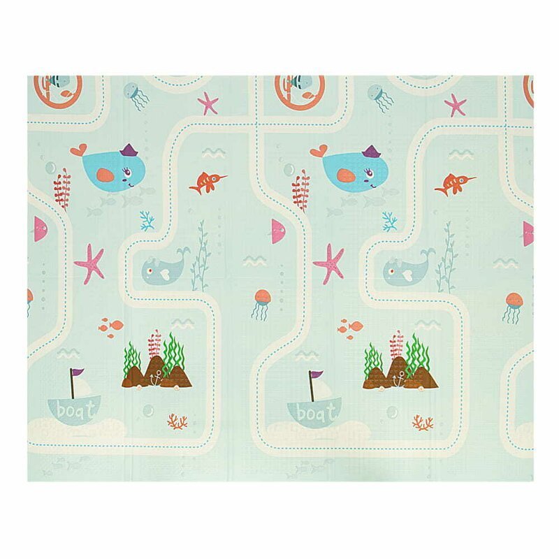 Bocioland Covoras de joaca Water City pliabil protectie impotriva loviturilor 180 x 150 cm cu Imprimeu pe ambele parti potrivit pentru interior si exterior