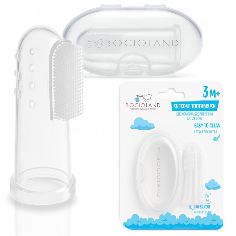 Bocioland Degetar din silicon pentru masarea gingiilor cu carcasa de protectie inclusa