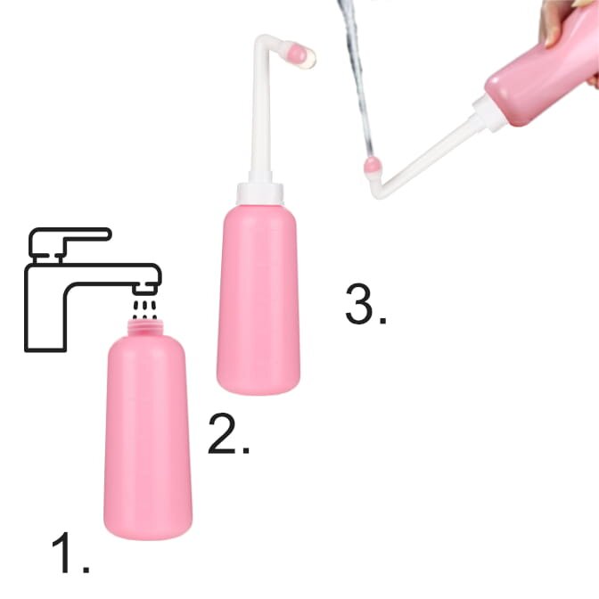 Bocioland Dispozitiv pentru igiena intima postpartum Roz capacitate 500ml 2 capete dus
