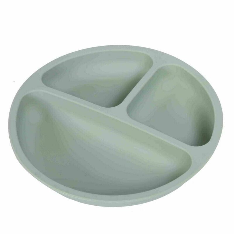 Bocioland Farfurie compartimentata Green din silicon alimentar cu 3 compartimente fara BPA 6-36 luni