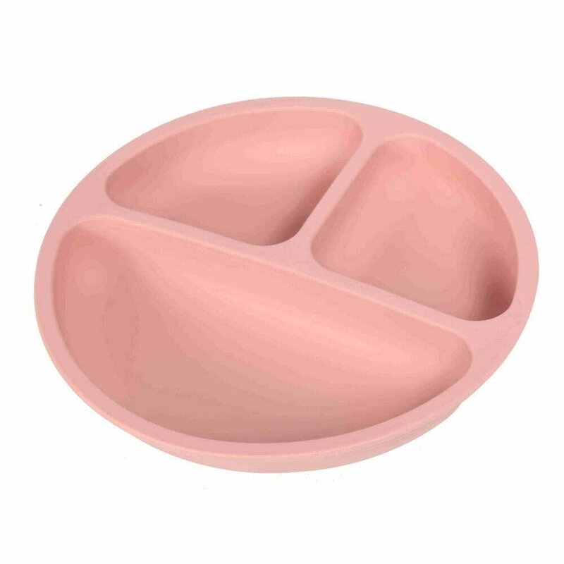 Bocioland Farfurie compartimentata rotunda cu 3 compartimente silicon fara BPA 6-36 luni Pink