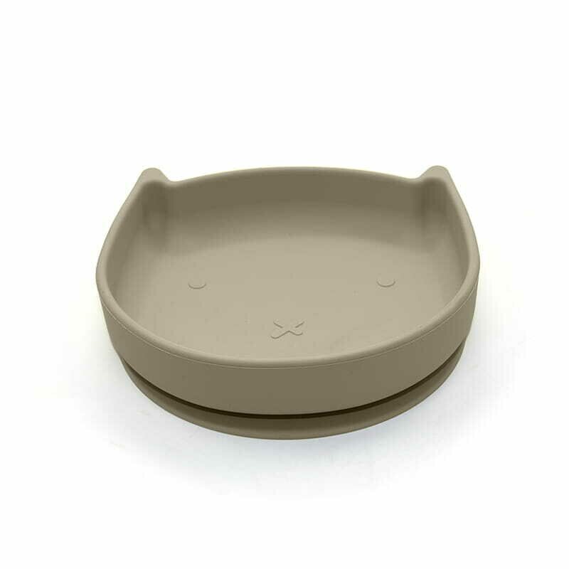 Bocioland Farfurie in forma de pisicuta cu ventuze silicon fara BPA 6-36 luni Dark Beige