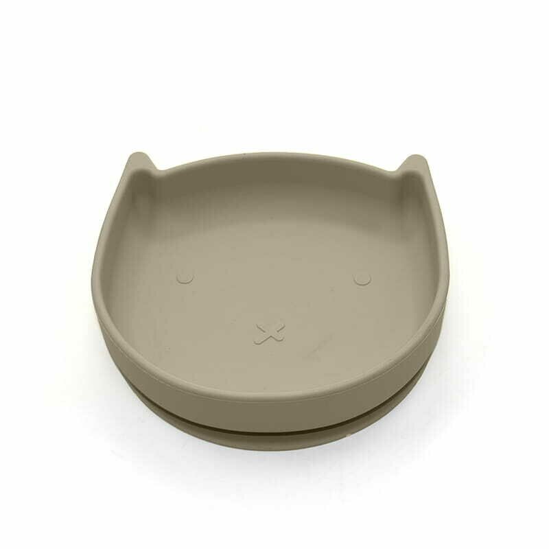 Bocioland Farfurie in forma de pisicuta cu ventuze silicon fara BPA 6-36 luni Dark Beige