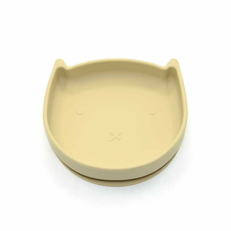 Bocioland Farfurie in forma de pisicuta cu ventuze silicon fara BPA 6-36 luni Light Beige