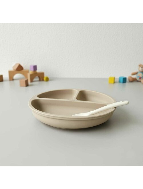 Bocioland Farfurie rotunda compartimentata cu 3 compartimente beige