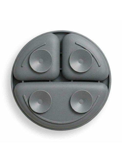 Bocioland Farfurie rotunda compartimentata cu 3 compartimente Dark grey