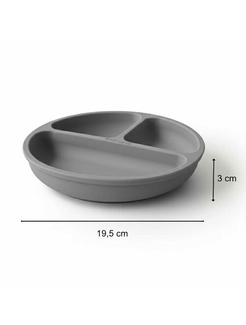Bocioland Farfurie rotunda compartimentata cu 3 compartimente Dark grey