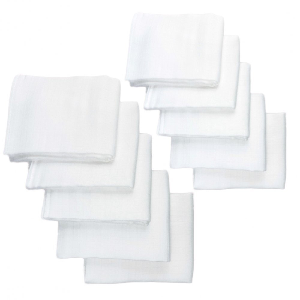 Bocioland Pachet 10 scutece pentru copii Alb 70x80 cm tesatura muselina din bumbac 100 Certificat Oeko-Tex utilizare universala