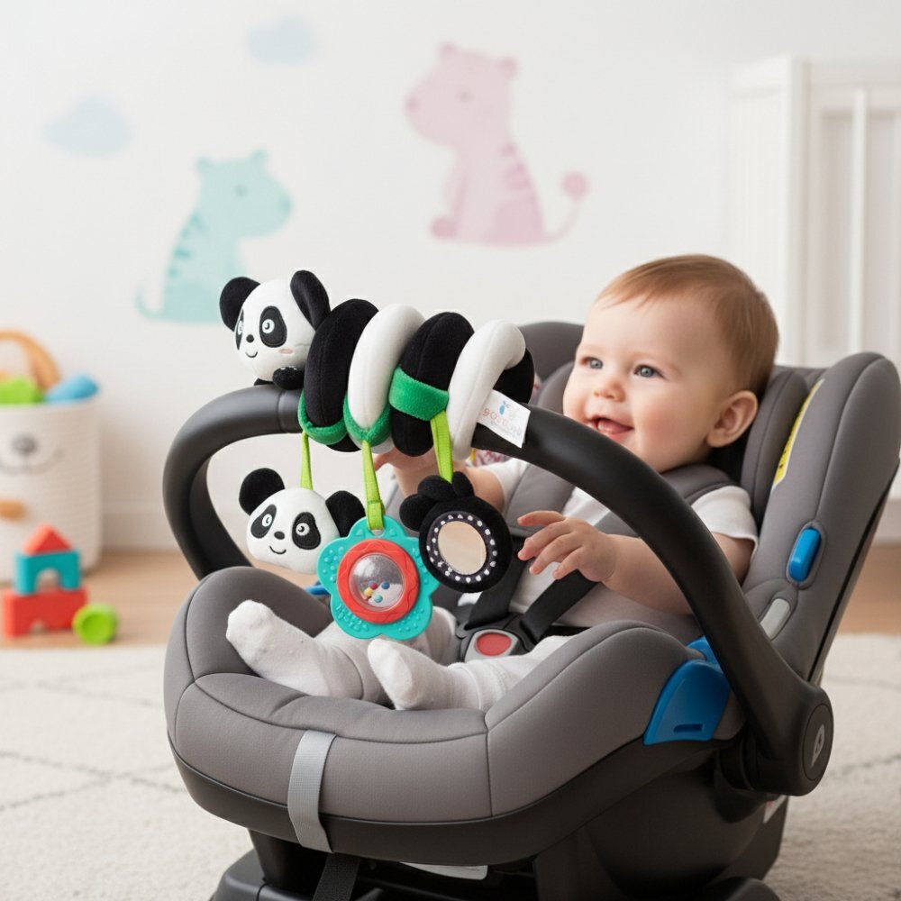 Bocioland Pandantiv senzorial spiralat Panda cu 3 accesorii interactive incluse