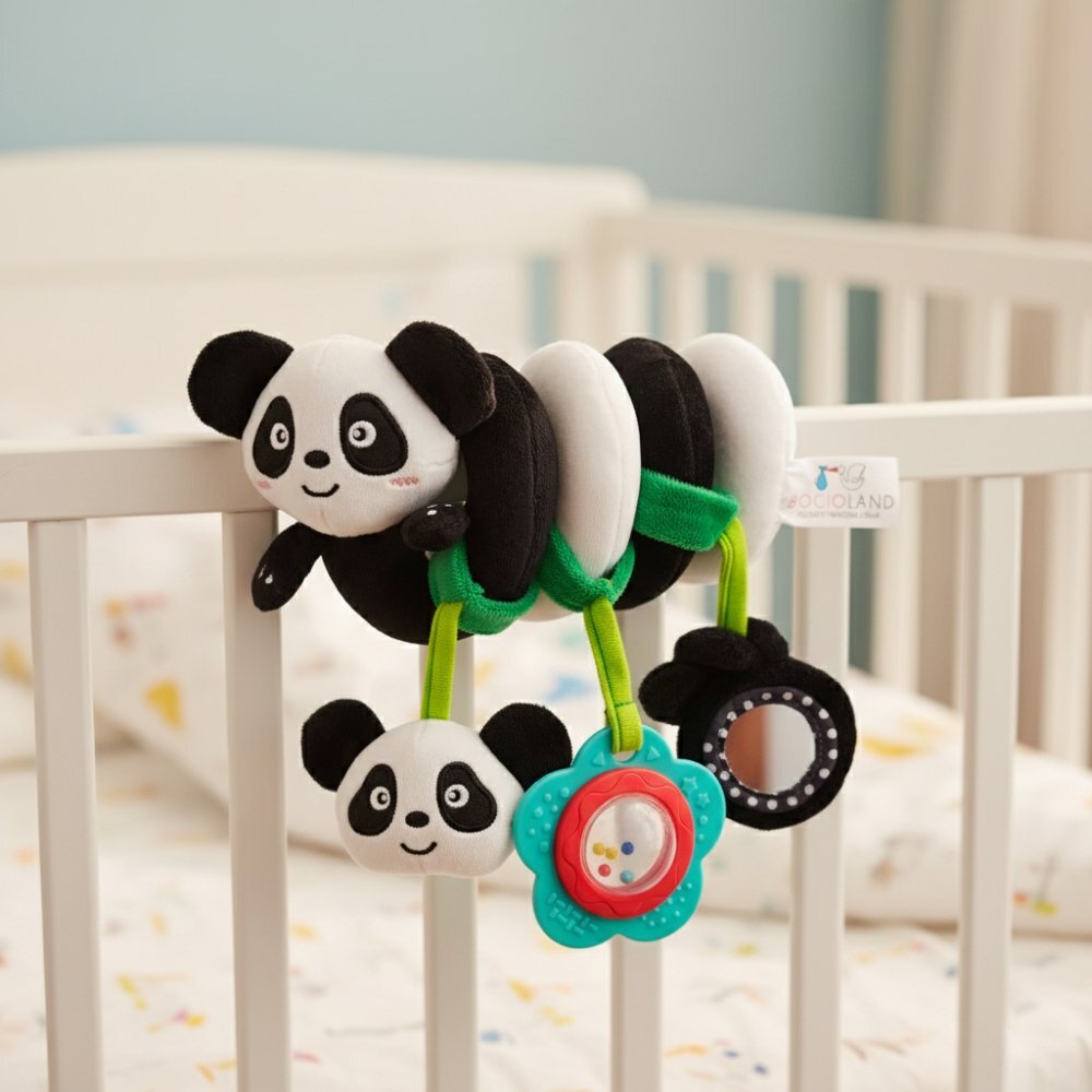 Bocioland Pandantiv senzorial spiralat Panda cu 3 accesorii interactive incluse