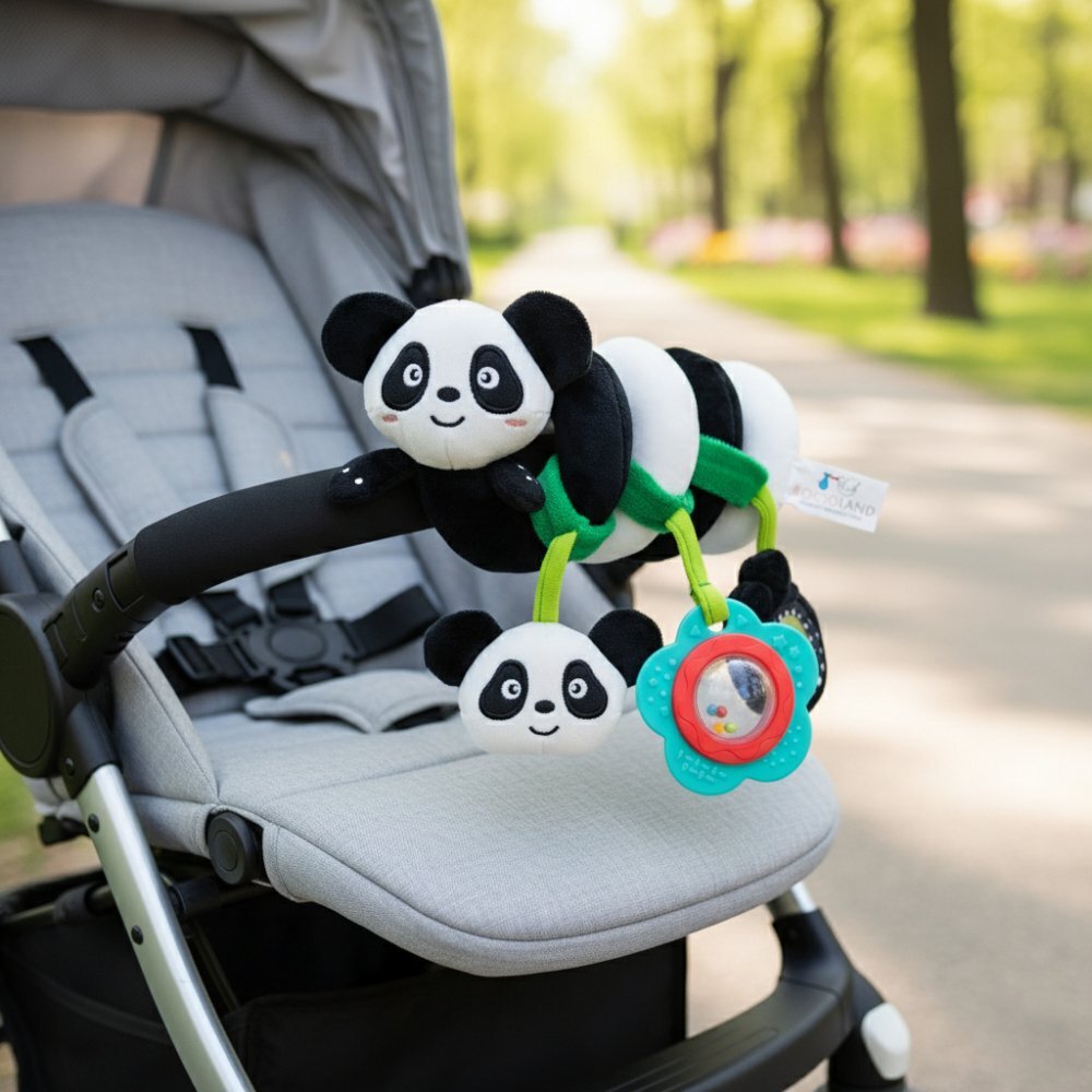 Bocioland Pandantiv senzorial spiralat Panda cu 3 accesorii interactive incluse