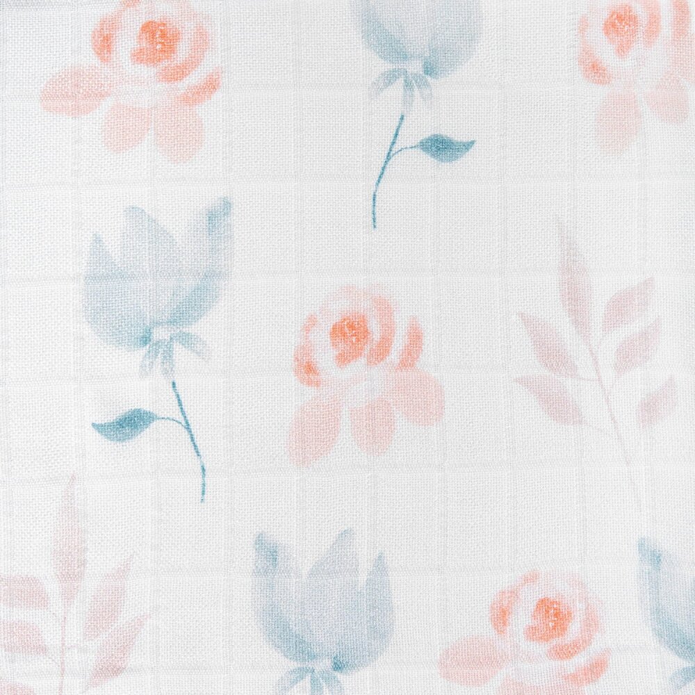Bocioland Paturica mutifunctionala Bellflowers 120x120 cm tesatura din fibre de bambus super absorbant suprafata catifelata utilizare caruciorpatutscaun automaterial respirabil certificat OEKO-TEX