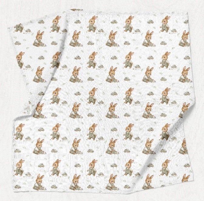 Bocioland Paturica mutifunctionala BUNNY 110x110 cmtesatura din fibre de bambus super absorbant suprafata catifelata utilizare caruciorpatutscaun automaterial respirabil certificat OEKO-TEX