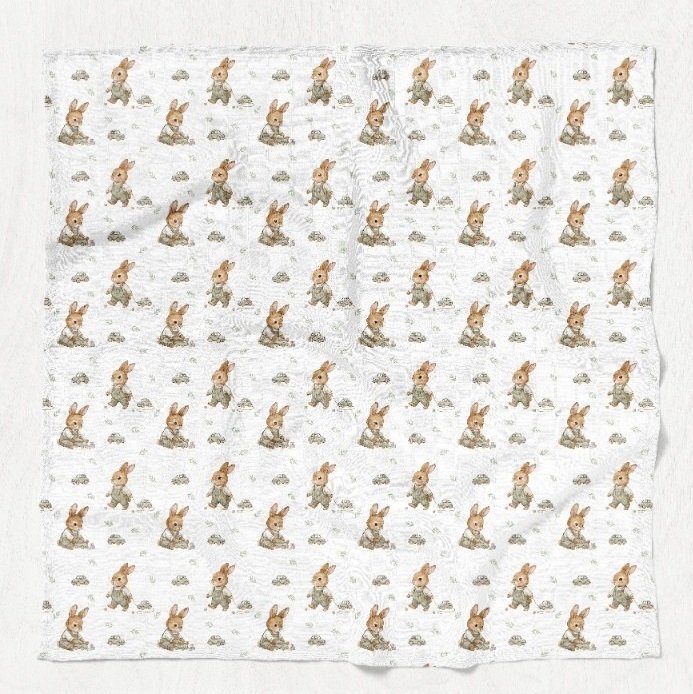 Bocioland Paturica mutifunctionala BUNNY 110x110 cmtesatura din fibre de bambus super absorbant suprafata catifelata utilizare caruciorpatutscaun automaterial respirabil certificat OEKO-TEX
