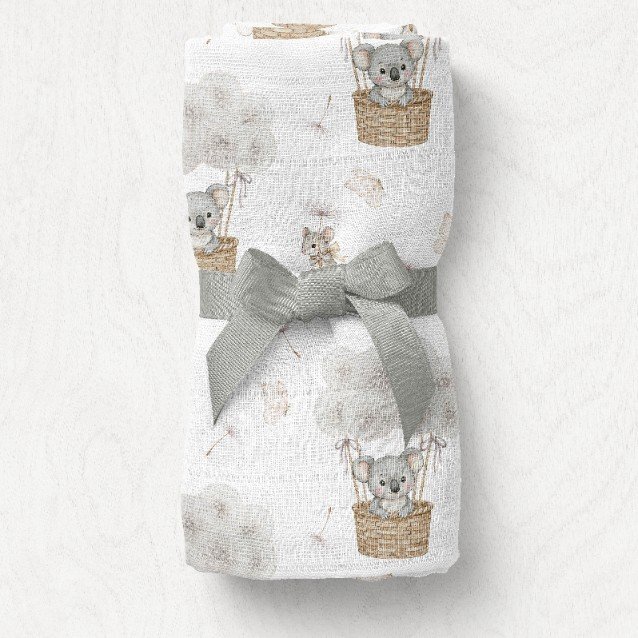 Bocioland Paturica mutifunctionala Koala 110x110 cm tesatura din fibre de bambus super absorbant suprafata catifelata utilizare caruciorpatutscaun automaterial respirabil certificat OEKO-TEX