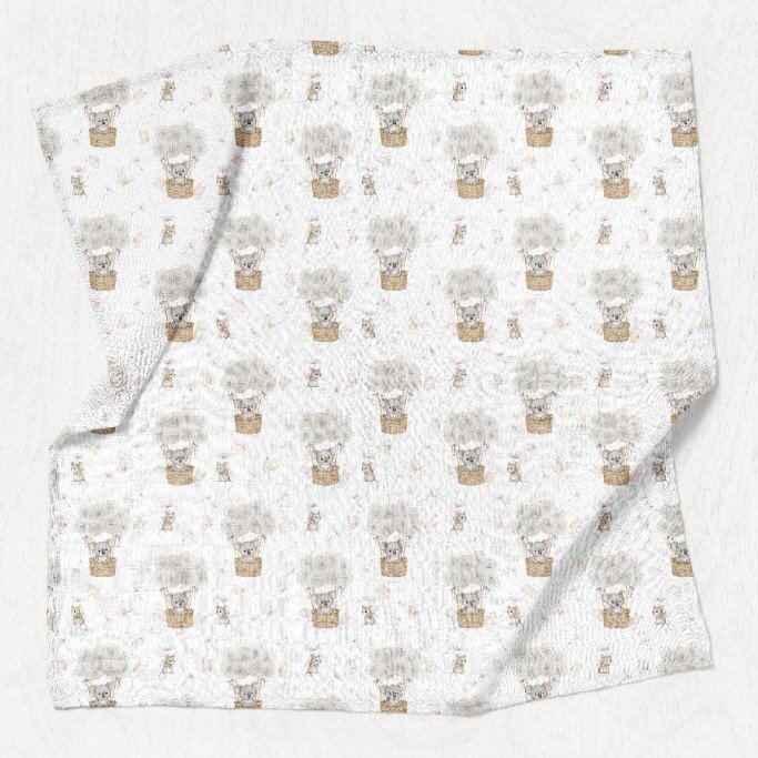 Bocioland Paturica mutifunctionala Koala 110x110 cm tesatura din fibre de bambus super absorbant suprafata catifelata utilizare caruciorpatutscaun automaterial respirabil certificat OEKO-TEX