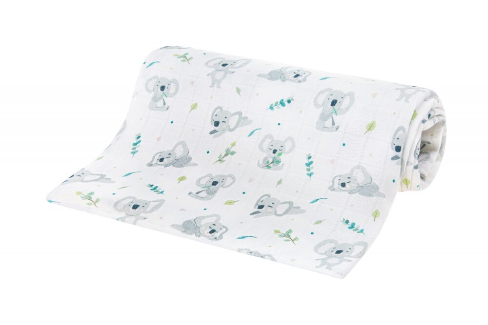 Bocioland Paturica mutifunctionala Koala 120x120 cm tesatura din fibre de bambus super absorbant suprafata catifelata utilizare caruciorpatutscaun automaterial respirabil certificat OEKO-TEX