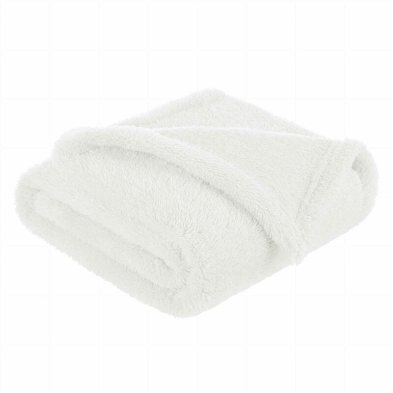 Bocioland Paturica pufoasa pentru copii din fleece 80 x 100 cm Ecru
