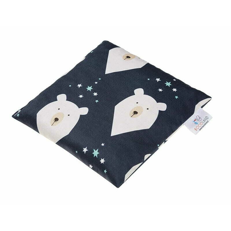 Bocioland Pernuta anticolici Bociolad Umpluta cu samburi de cirese Cu husa din bumbac 20x20 cm 0 luni+ Polar Bear